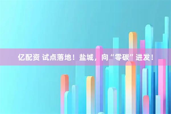 亿配资 试点落地!盐城,向“零碳”进发!
